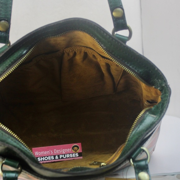 Patricia Nash poppy leather tote shoulder bag spring multi dark green - Picture 11 of 13